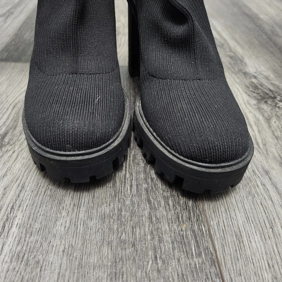 Zara women's chunky heeled boots size 39 8 black socks Y2K 90s - Picture 10 of 13
